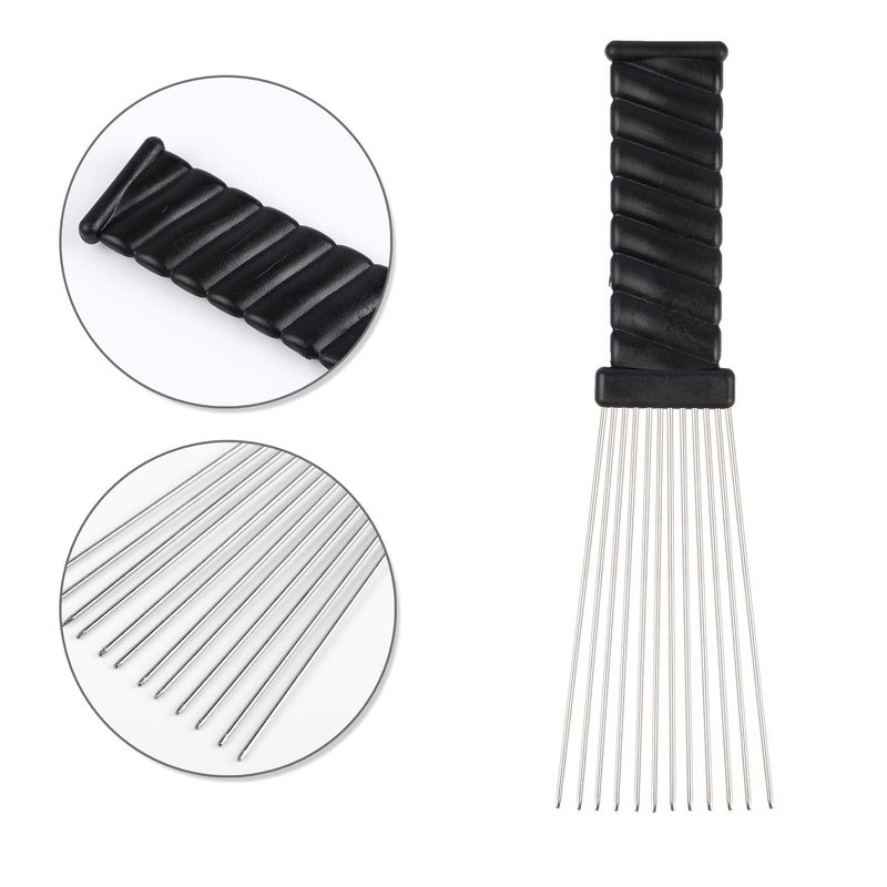 Folansy Afro Comb Metal African American Pick Comb Hairdressing Styling Tool, 2 Pack (Black-4, 2piece Assortment, Wide Teeth, Classic Black Fist Design, For Curly Hair and Afro Hairstyle) - Image 5